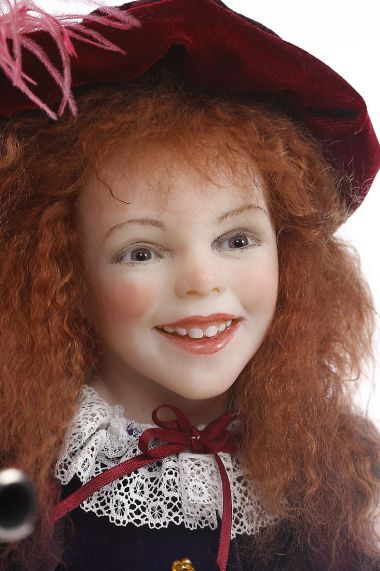 Minstrel Children - collectible one of a kind polymer clay art doll by doll artist Rebecca Major.