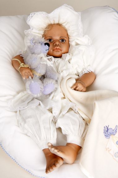 Ashleigh - collectible limited edition porcelain soft body art doll by doll artist Margaret Mousa.