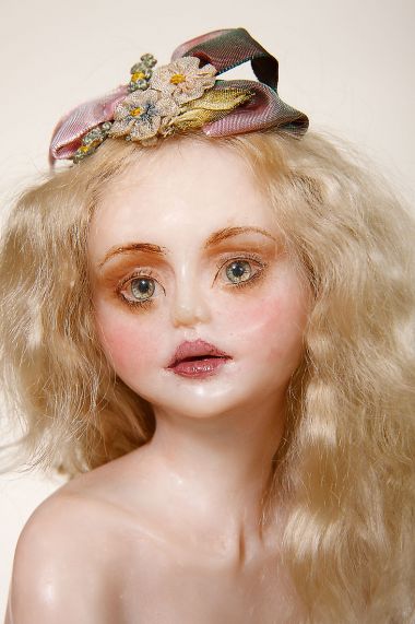 Isabella - collectible one of a kind polymer clay art doll by doll artist Marilyn Stivers.