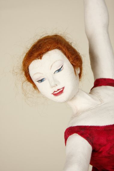 Dancers - collectible one of a kind cloth art doll by doll artist Akiko Anzai.
