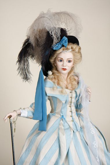 Madame du Barry 18th century - collectible limited edition porcelain soft body art doll by doll artist Silvia Opderbeck.