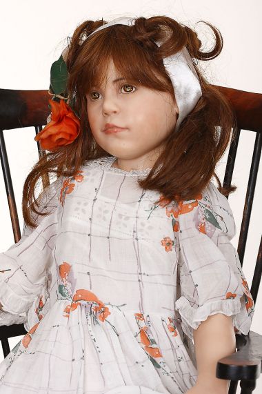Malika - collectible one of a kind polymer clay art doll by doll artist Rotraut Schrott.