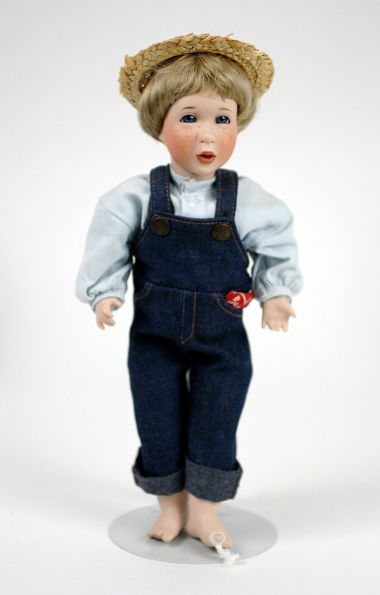 Tom Sawyer - limited edition porcelain and wood collectible doll  by doll artist Wendy Lawton.